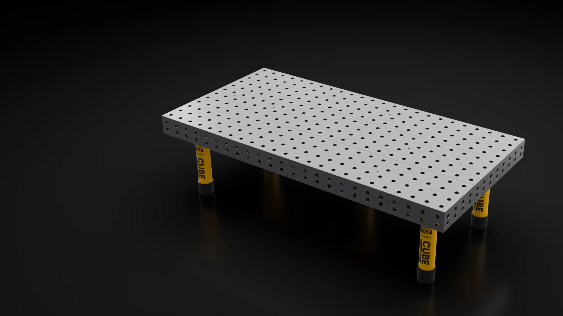 Stół CUBEWELD prostokątny z kostek 400 × 400 mm, wizualizacja z modelu