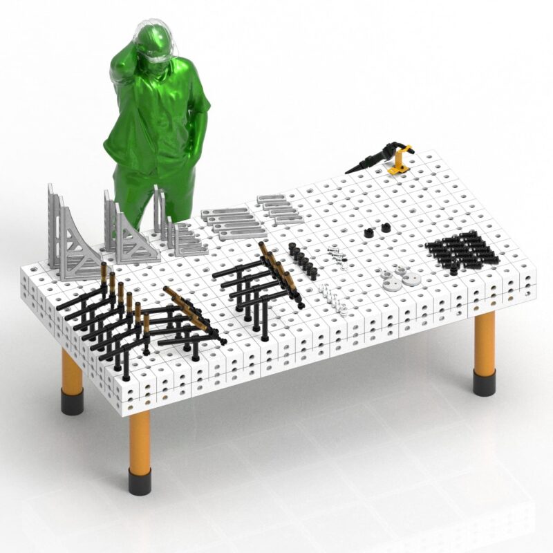 nr.3 stół spawalniczy cubeweld ultimate 28 2400x1200mm + pakiet narzędzi 2 Wielkość stołu spawalniczego w stosunku do człowieka