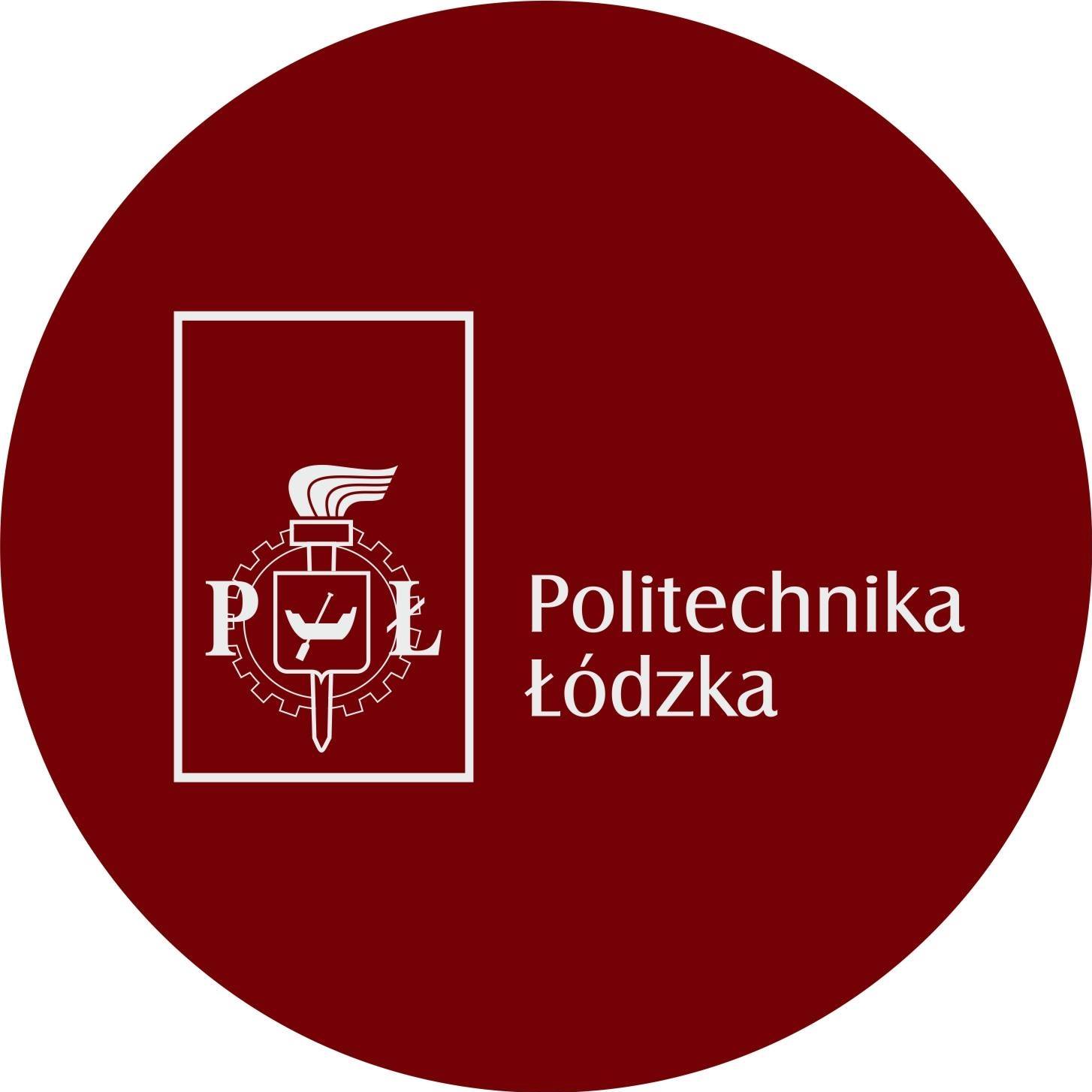 Logo Politechnika Łódzka na czerwonym tle