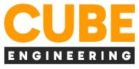 Logo Cube Engineering w kolorach pomarańczowym i czarnym.